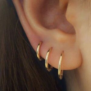 10K SOLID GOLD HUGGIES, 12mm HOOP EARRINGS, ENDLESS HOOPS